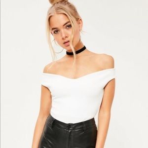 Missguided White Bardot Bodysuit